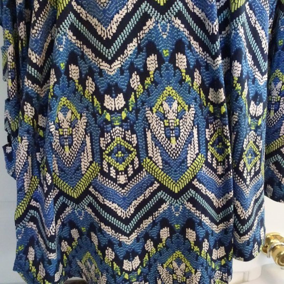 Alfred Dunner Plus Size XL Geometric Tunic Top-New-Sleeve Open Cutwork - Picture 7 of 9